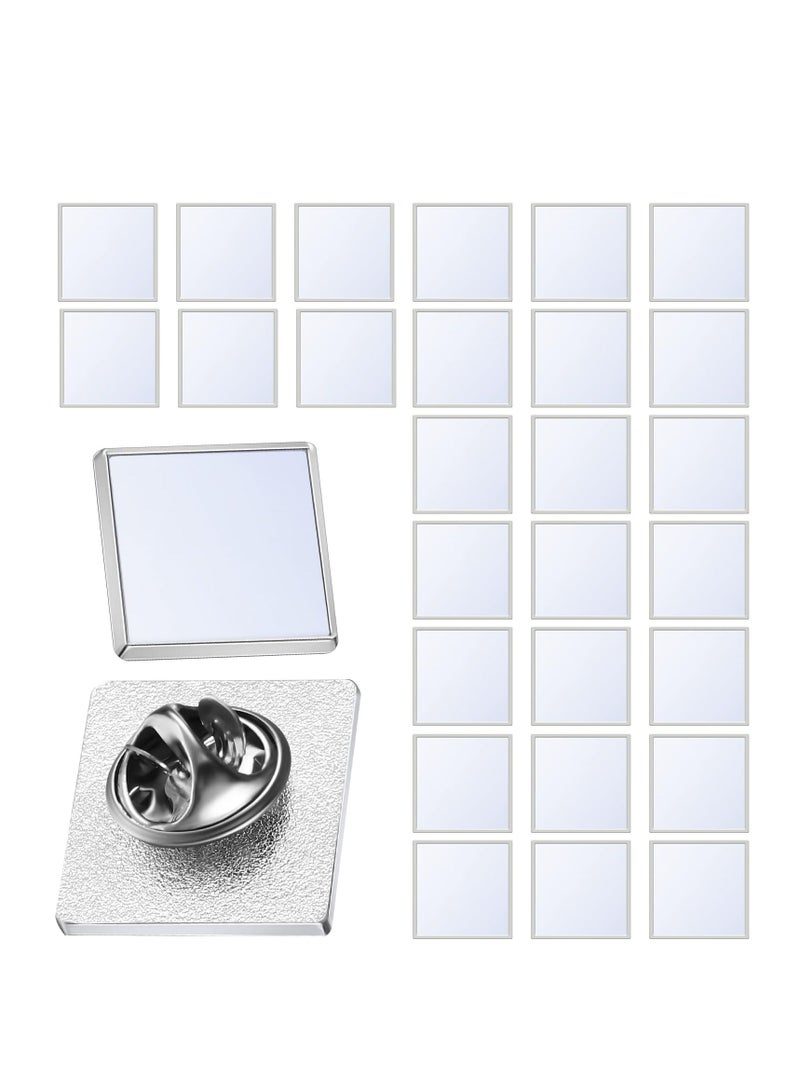 NIBEMINENT 20 Pcs Sublimation Blank Pins DIY Button Badge Kit Silver Aluminum Sheet with Butterfly Pin Backs for Craft Jewelry Lapel Making Supplies (Square, 0.75 Inch) - Image 1