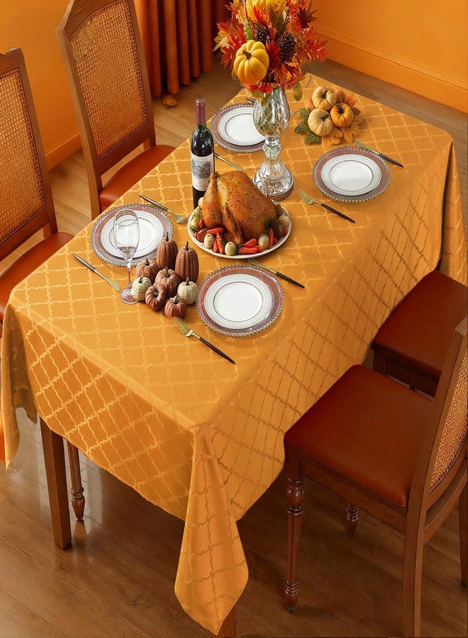 SASTYBALE Thanksgiving Tablecloth Square, Fall Floral Table Cloth Spill Proof Wrinkle Resistant Table Cover for Autumn Harvest, Dining(52"x 52",4-6 Seats,Amber) - Image 3