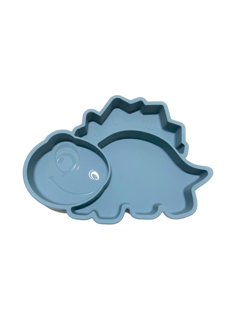Highland Dinosaur Silicone Baby Feeding Plate Grey - Image 1