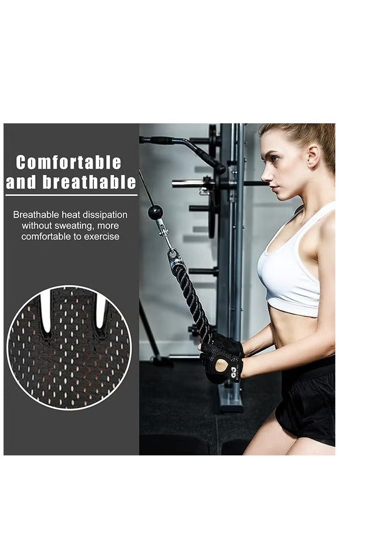 GO LOVE JOY Workout Gloves, with Palm Protection, Semi Finger Training Gloves, Lightweight Gym Weight Lifting Gloves for Men/Women, Breathable Exercise, Black - Image 5