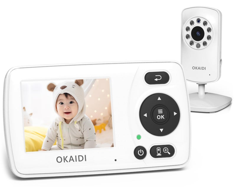 Okaidi مراقب الأطفال بالفيديو OKAIDI مع كاميرا وصوت، 2.4'' مراقب أطفال محمول للسفر بدون واي فاي، رؤية ليلية بالأشعة تحت الحمراء، وضع VOX، مدى طويل 1000 قدم، مثالي للأطفال/الحيوانات الأليفة/كبار السن - Image 1
