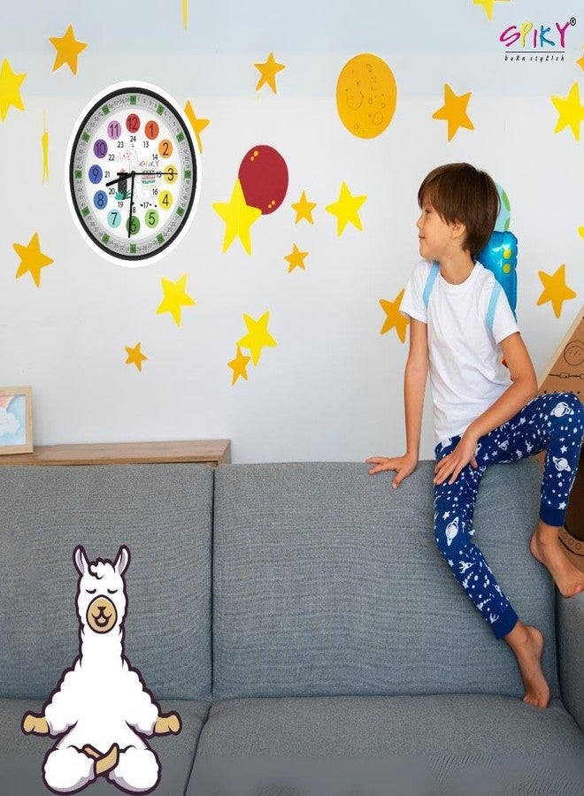 SPIKY Kids Stylish Wall Clock for Bedroom, Living Room, Classroom, Decorative Wall Clock, Playroom and Nursery | Multi Coloured Hour and Minutes Hand | Return Gift | Birthday Gift for Boys and Girls - Image 3