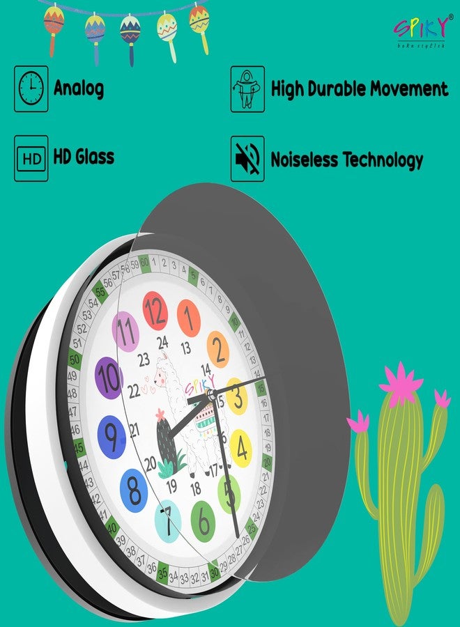 SPIKY Kids Stylish Wall Clock for Bedroom, Living Room, Classroom, Decorative Wall Clock, Playroom and Nursery | Multi Coloured Hour and Minutes Hand | Return Gift | Birthday Gift for Boys and Girls - Image 2