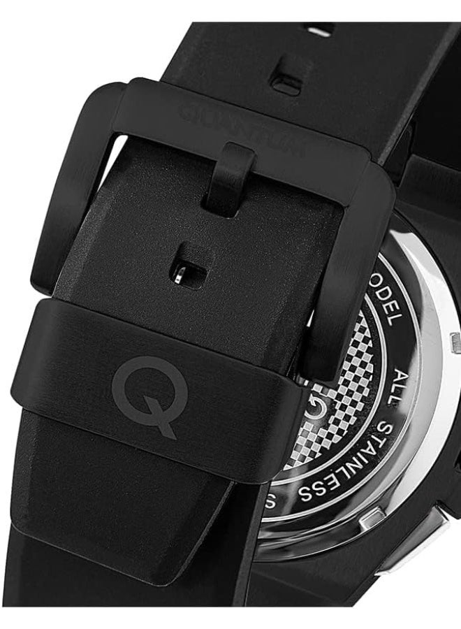 Quantum Men's Quartz Movement Watch, Chronograph Display and Silicone Strap - HNG949.652, Black - Image 3