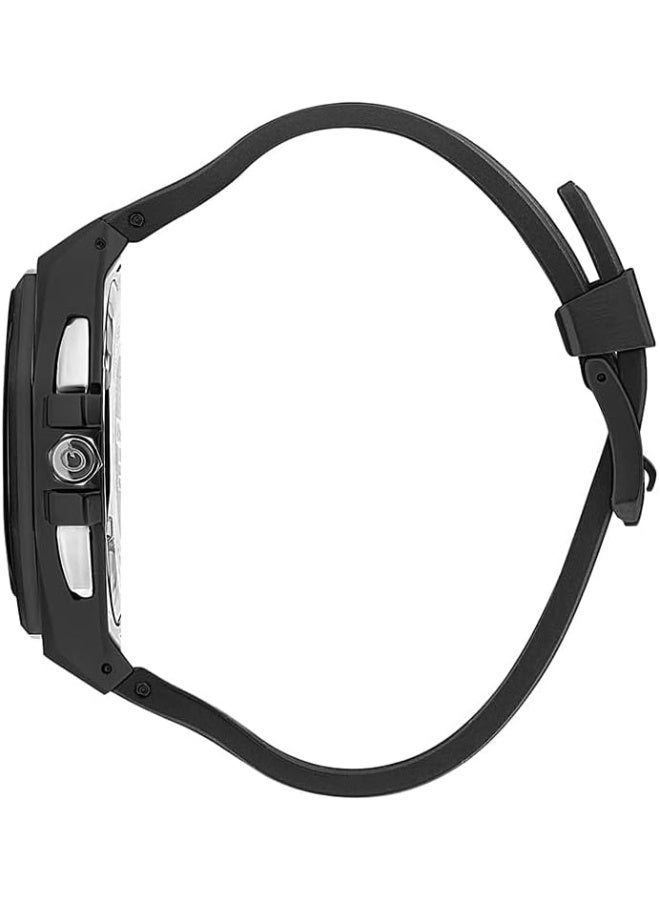 Quantum Men's Quartz Movement Watch, Chronograph Display and Silicone Strap - HNG949.652, Black - Image 2