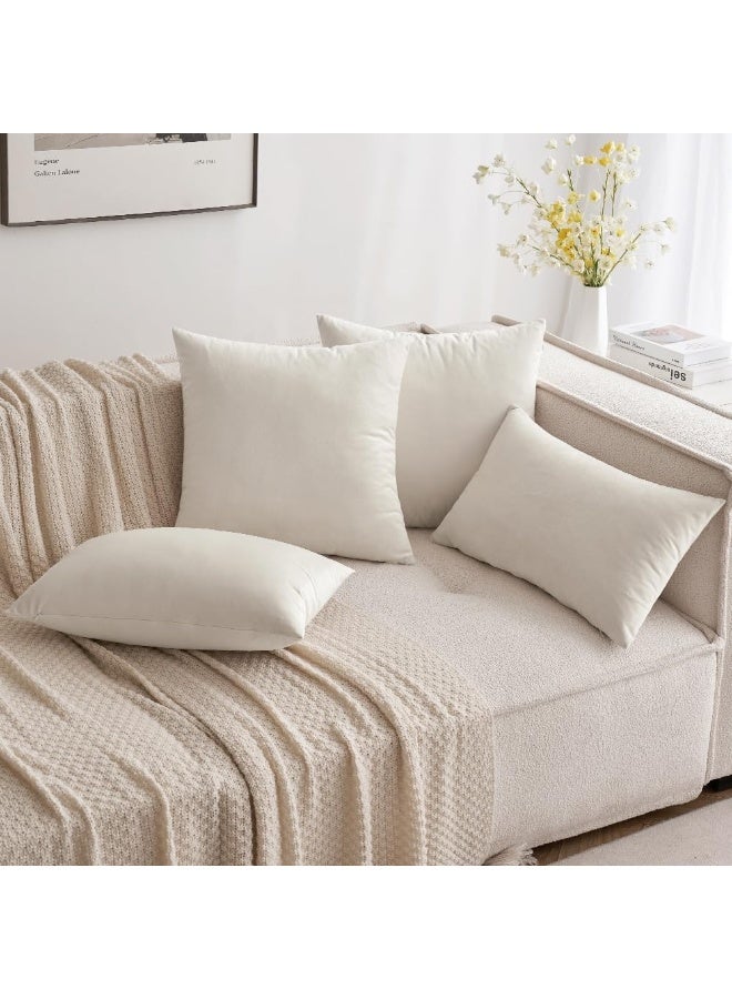 MIULEE Pack of 2 Velvet Pillow Covers Christmas Decorative Square Pillowcase Soft Solid Cream White Cushion Case for Spring Couch Sofa Bedroom Car 22x22 Inch 55x55 cm - Image 3