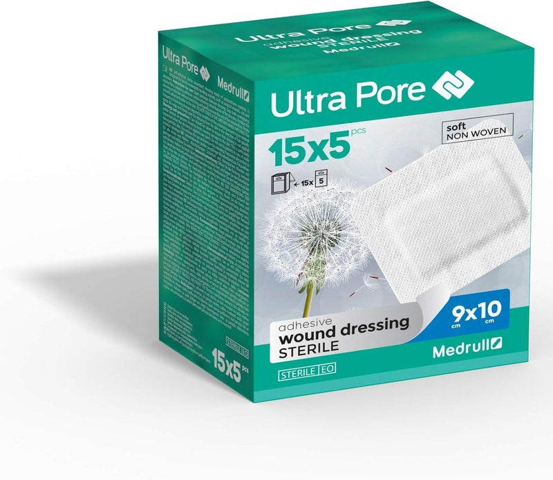 MEDRULL Sterile wound dressing – sterile wound patches – high adhesive strength – protects against cuts and scratches – individually packed 10 x 9 cm – 75 pieces - Image 1