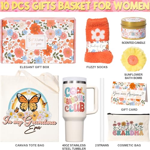 Partylamb Gifts for Grandma Mothers Day Gifts from Granddaughter Grandkid Grandchildren Unique Grandma Birthday Gift Basket Grandmother Nana Gigi Care Package New Grandmother Gift wCanvas Tote Bag 40OZ Tumbler - Image 3