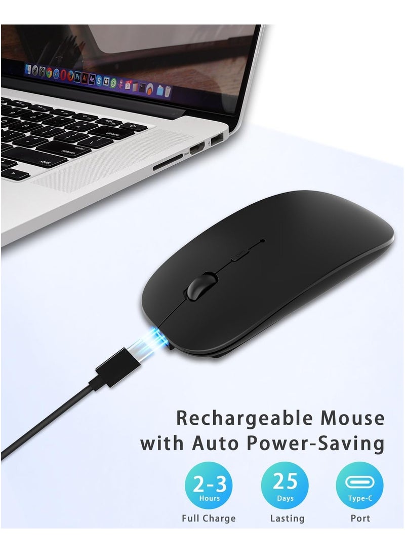 AE WISH ANEWISH Bluetooth Mouse for Laptop/iPad/iPhone/Mac(iOS 13.1.2 and Above)/Android PC,Wireless Mouse Slim USB Rechargable Quiet Mice Compatible with... - Image 5