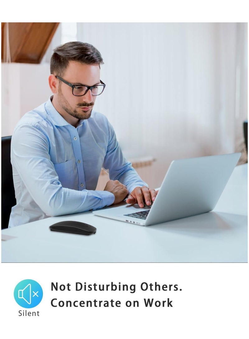 AE WISH ANEWISH Bluetooth Mouse for Laptop/iPad/iPhone/Mac(iOS 13.1.2 and Above)/Android PC,Wireless Mouse Slim USB Rechargable Quiet Mice Compatible with... - Image 4