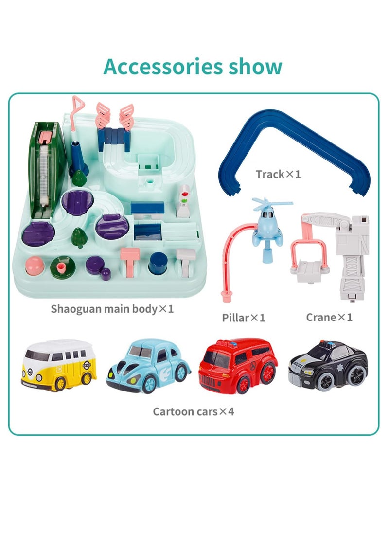 Car Adventure Toy, City Rescue Preschool Educational Toy Vehicle, Race Tracks Toy for Boys and Girls, Car Adventure Toys Gifts for Age 2-6, Educational Toys for Toddlers-Blue  - Image 4