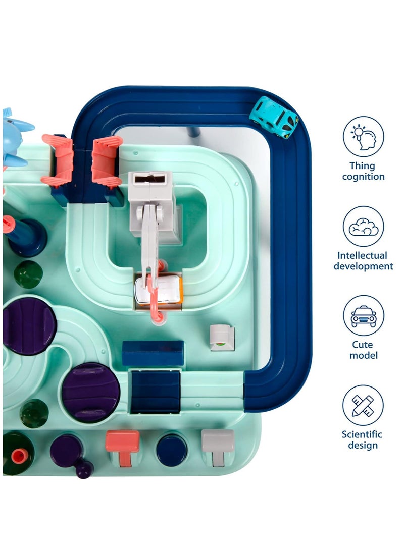 Car Adventure Toy, City Rescue Preschool Educational Toy Vehicle, Race Tracks Toy for Boys and Girls, Car Adventure Toys Gifts for Age 2-6, Educational Toys for Toddlers-Blue  - Image 2