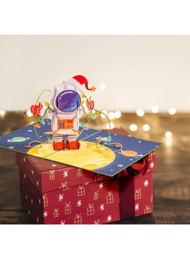 Paper Love Pop Up Christmas Card, 3D Christmas in Space, Gift for Christmas or Holidays, 5" x 7" Cover - Includes Envelope and Removable Note Tag - Image 3