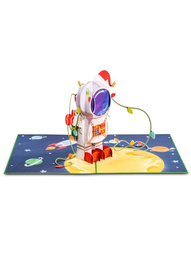 Paper Love Pop Up Christmas Card, 3D Christmas in Space, Gift for Christmas or Holidays, 5" x 7" Cover - Includes Envelope and Removable Note Tag - Image 5