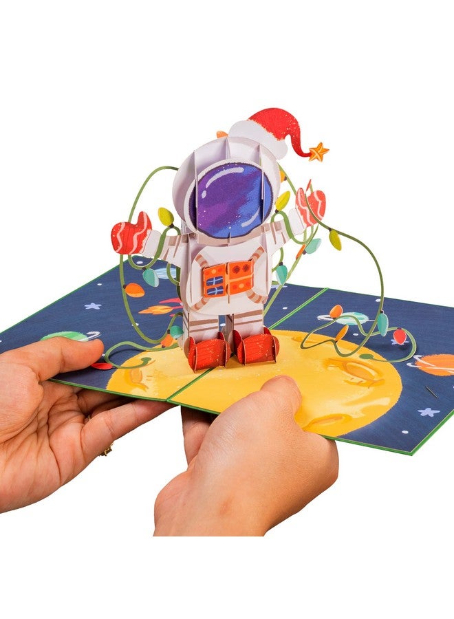 Paper Love Pop Up Christmas Card, 3D Christmas in Space, Gift for Christmas or Holidays, 5" x 7" Cover - Includes Envelope and Removable Note Tag - Image 4