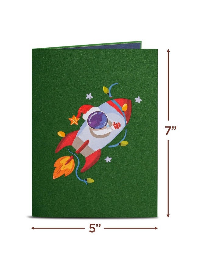 Paper Love Pop Up Christmas Card, 3D Christmas in Space, Gift for Christmas or Holidays, 5" x 7" Cover - Includes Envelope and Removable Note Tag - Image 2