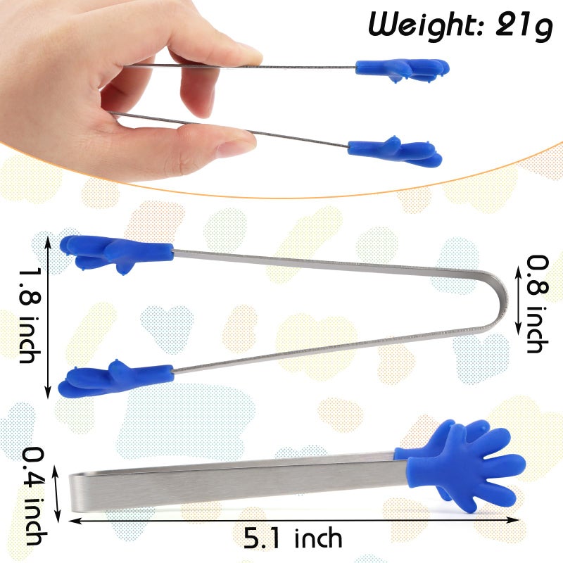 Shindel Mini Serving Tongs, 5.1" Small Stainless Steel Tongs, Cute Kitchen Gadgets for Christmas Candy, Snacks, Chips, Cookies, Fruit, Salad, Food, Sugar Cubes, Party, Appetizers, Great for Fine Motor - Image 3