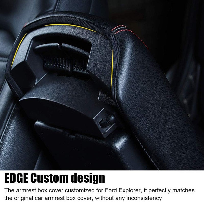 XITER Car Armrest Cover Saver - Center Console Leather Pad for Ford Edge 2015-2024 (Carbon Fiber) - Image 3