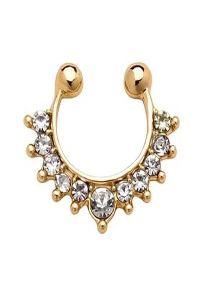 Sorellaz Womens Metal Crystal Fake Nose Hoop Ring: Pack of 1 (SR/FAJEWLK21-L63) - Image 1