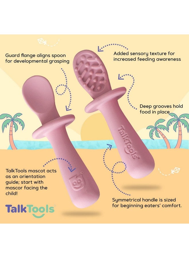 TalkTools ITSY Baby Utensil Set - Silicone Training Cup, Plate and Twin Spoon Pack for Toddlers| Infant First Food Self Feeding Silicone Training Set (Bubblegum) - Image 4