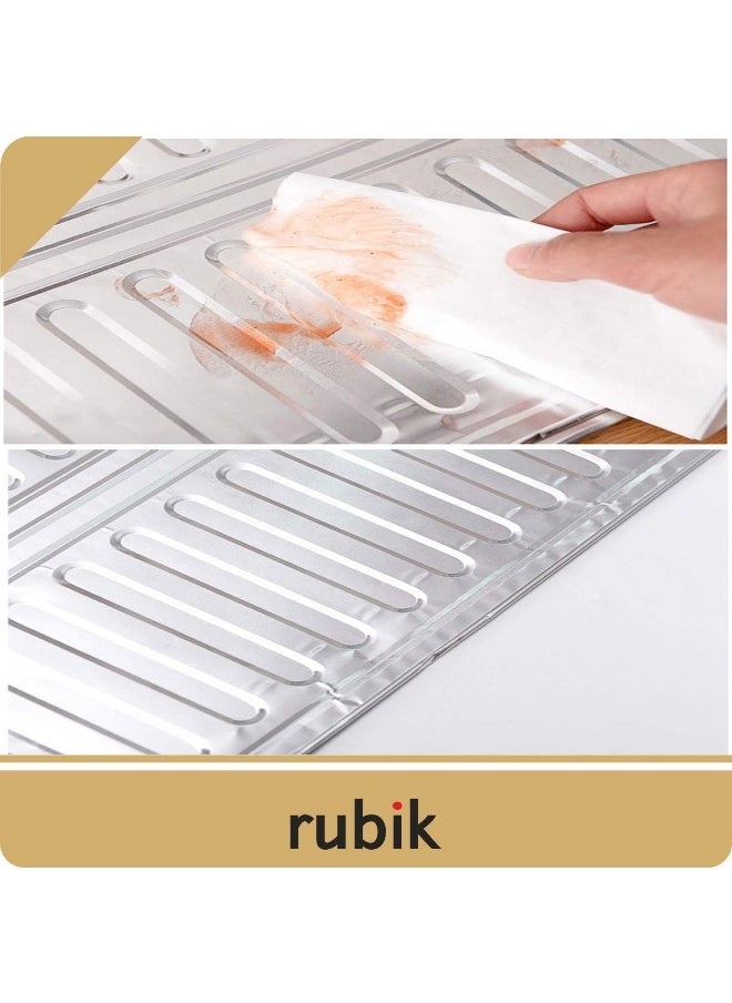 Rubik 2 Pack Oil Splash Guard Cooking, Aluminum Foil Gas Stove Oil Splatter Shield Screen For Stove Top, Frying Pan, Tool For Kitchen Wall Oil, Silver  - Image 5