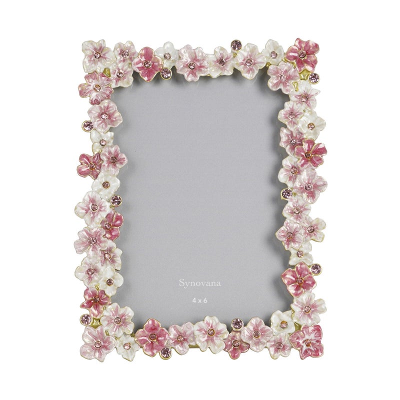 Synovana Pink Flower Picture Frame 4x6 Blossom Photo Frame for Tabletop Display, Decorative Flower Design Home Decor - Image 1