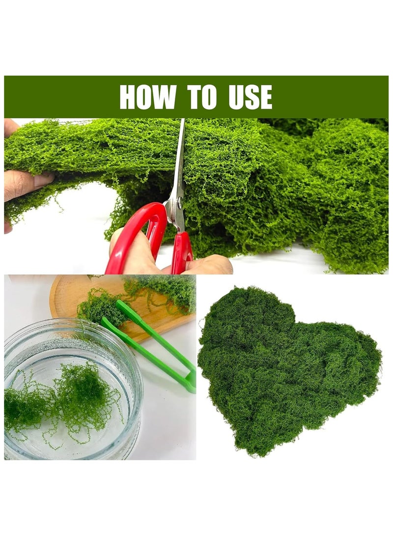 100 جرام من الطحالب الصناعية،عشب اخضر صناعي، الطحالب المزيفة، لأصص النباتات الداخلية والطحالب الزخرفية لحدائق المنزل والمشاريع الحرفية، مثالية للترتيبات الزهرية والديكورات المنزلية (أخضر غامق) - Image 3