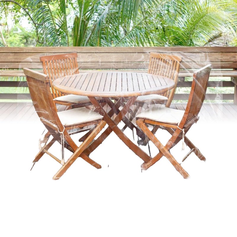 LAMINET Crystal Clear HeavyDuty Waterproof Plastic Outdoor Furniture Cover Round Table Cover 3 Season Protection Keep Rain Snow Debris Off Premium Protection at Economy Price