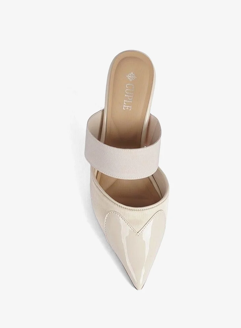 Cuple Beige Ladies Heeled Festive Mules for Women | Best Price UAE