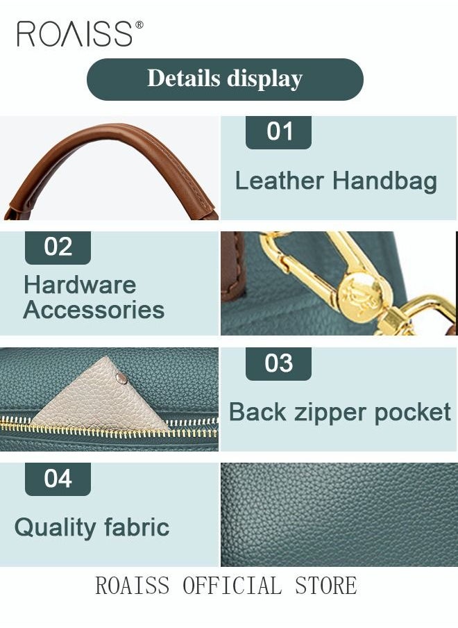 roaiss - Women's New Fashion Bags Soft Leather Simple Classic Crossbody Bag Double Layer Compartment Zippers Closure Handbag Boston Bag - Image 1