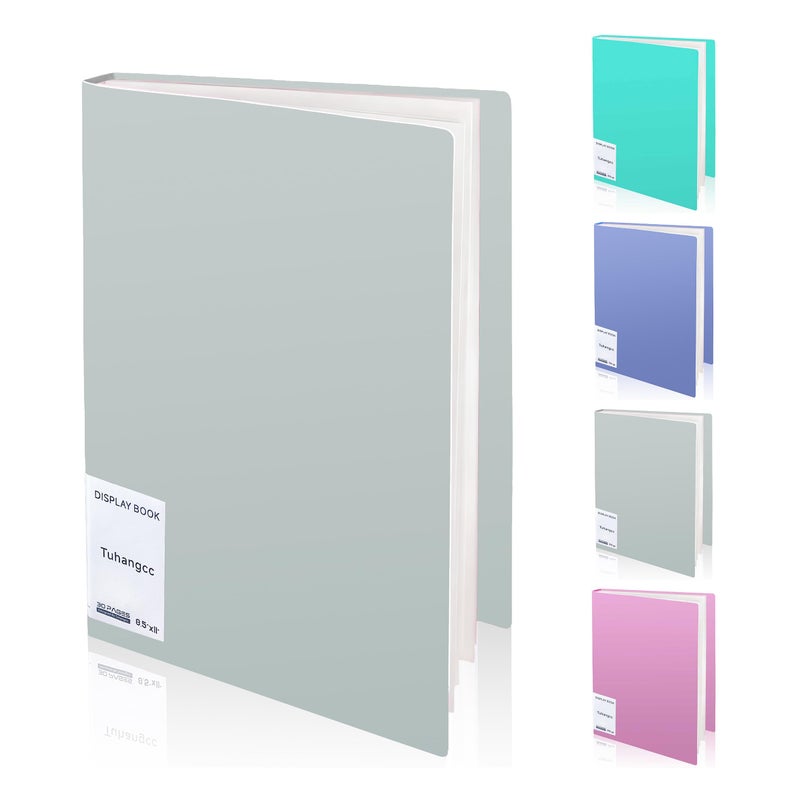 Tuhangcc Binder with Plastic Sleeves 30-Pocket with Clear Sheet Protectors 8.5"x11", Heavy Duty Art Portfolio Folder, Presentation Book Display 60 Pages of Document Organizer(Space Gray) - Image 1
