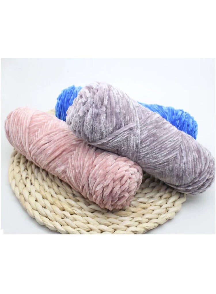 3-Pieces 100g Knitting Crochet Wool Thread Rolls,Soft Knitting Woven Yarn,DIY Hand Knitting Accessories,Randomly Mixed 3 Colours - Image 1