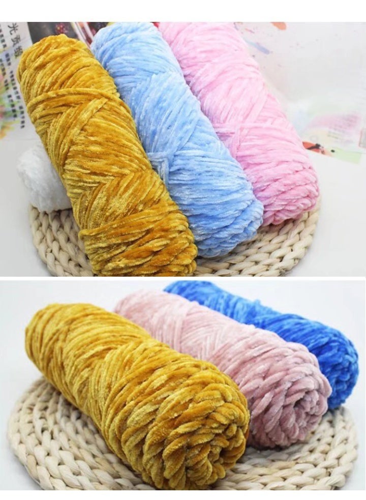 3-Pieces 100g Knitting Crochet Wool Thread Rolls,Soft Knitting Woven Yarn,DIY Hand Knitting Accessories,Randomly Mixed 3 Colours - Image 2