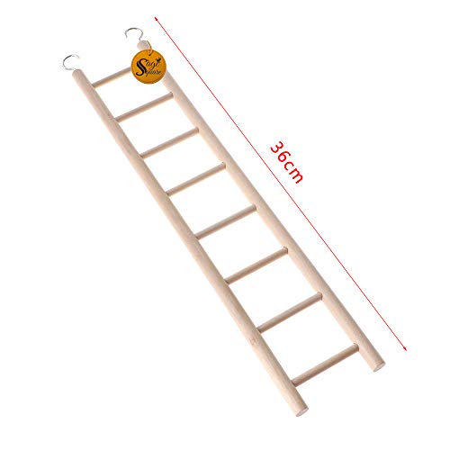 Sage Square Playful Natural Wooden Climbing Ladder Toy for Exercise & Fun || with Hooks to Hang on || for Birds, Parrot, Budgies and Other Small, Medium Large Bird || 8 Level / 38cm - Image 2
