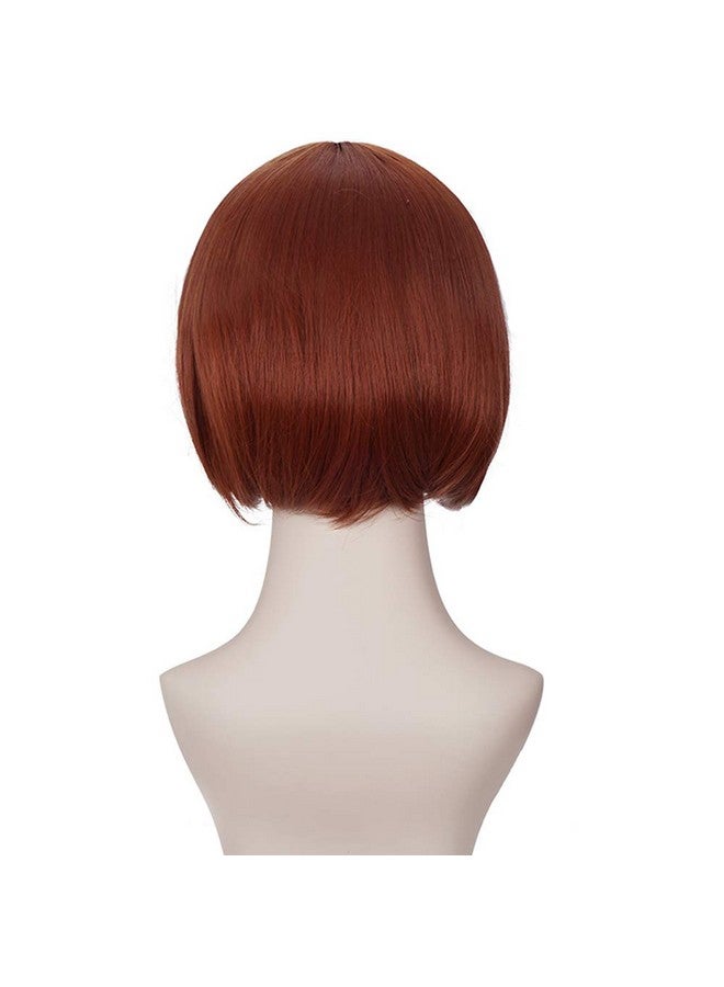 morvally Short Reddish Brown Prestyled Bob Wig For Women Cosplay Costume Halloween Including Eye Mask - Image 4
