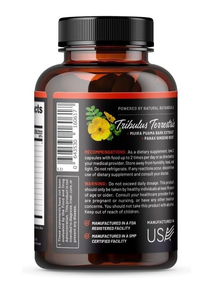 SNAP SUPPLEMENTS - Nitric Oxide Supplement - Pre Workout With L Arginine, L Citrulline, Taurine, 60 Capsules - Image 1