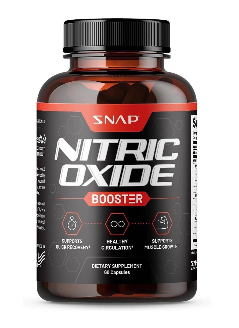 SNAP SUPPLEMENTS - Nitric Oxide Supplement - Pre Workout With L Arginine, L Citrulline, Taurine, 60 Capsules - Image 1