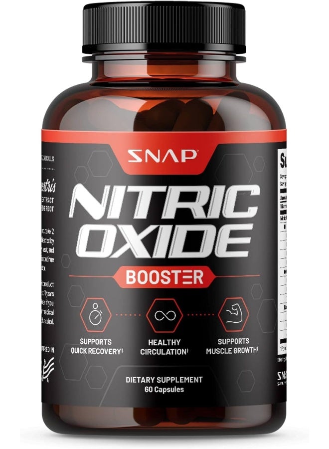Snap Supplements Nitric Oxide Supplement - Pre Workout With L Arginine, L Citrulline, Taurine for Muscle Building, Strength & Endurance, Amino Energy, 60 Capsules - Image 1