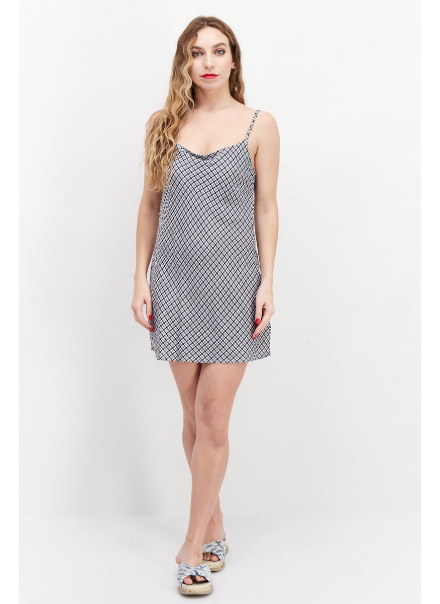rvca Women Micro Check Mini Dress, Black  - Image 4