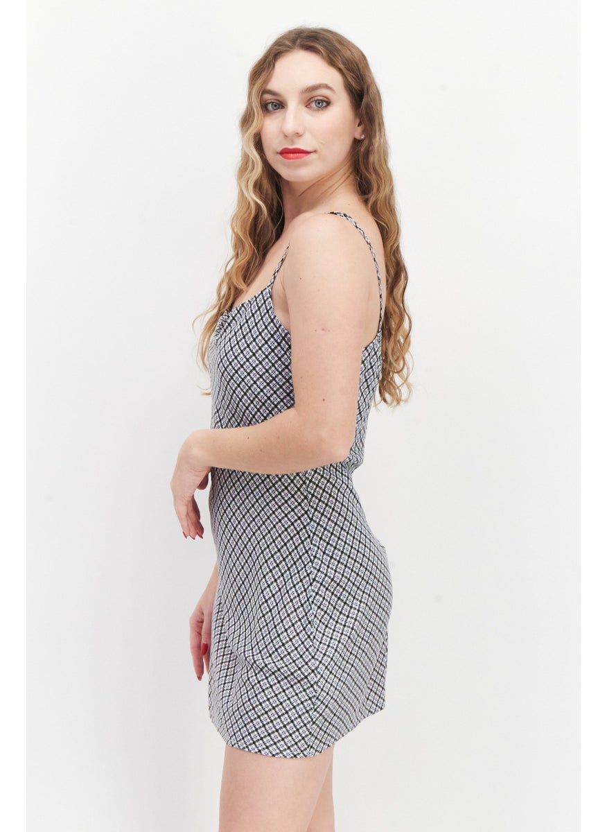 rvca Women Micro Check Mini Dress, Black  - Image 3