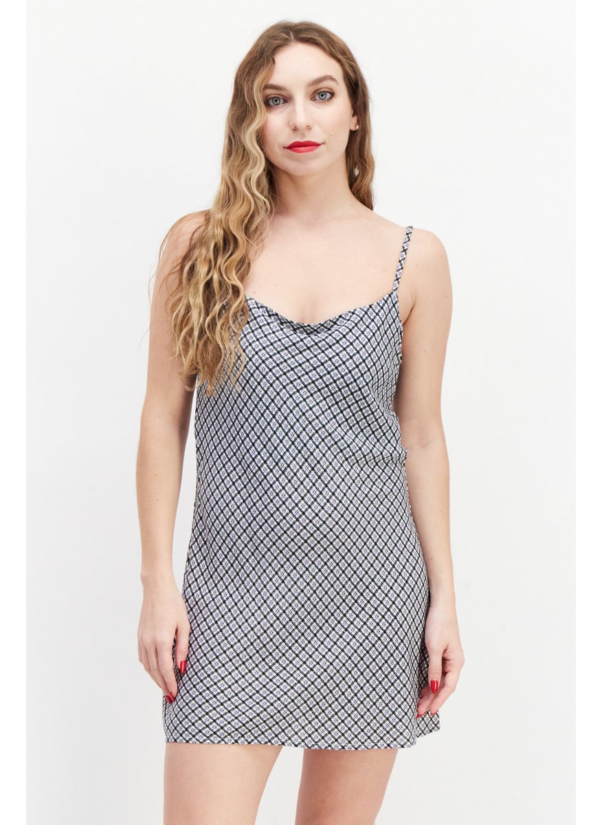 rvca Women Micro Check Mini Dress, Black  - Image 1