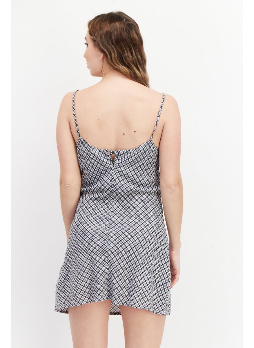 rvca Women Micro Check Mini Dress, Black  - Image 2