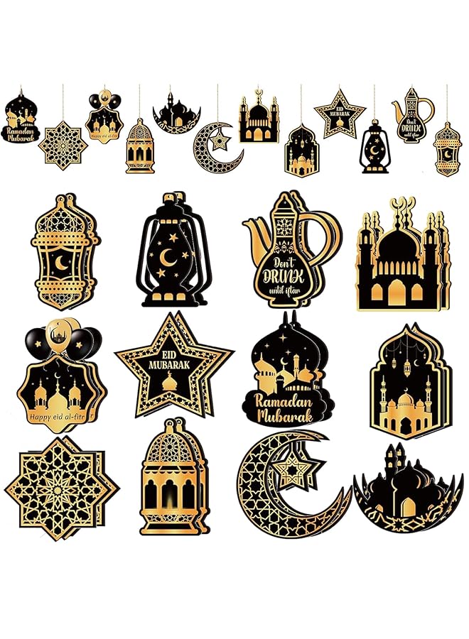 erorex 24Pcs Ramadan Decorations For Home Wooden Hanging Ornaments For Ramadan Trees Home Decor - Image 1
