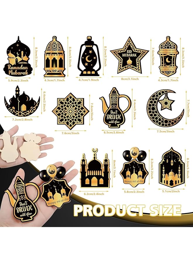 erorex 24Pcs Ramadan Decorations For Home Wooden Hanging Ornaments For Ramadan Trees Home Decor - Image 2