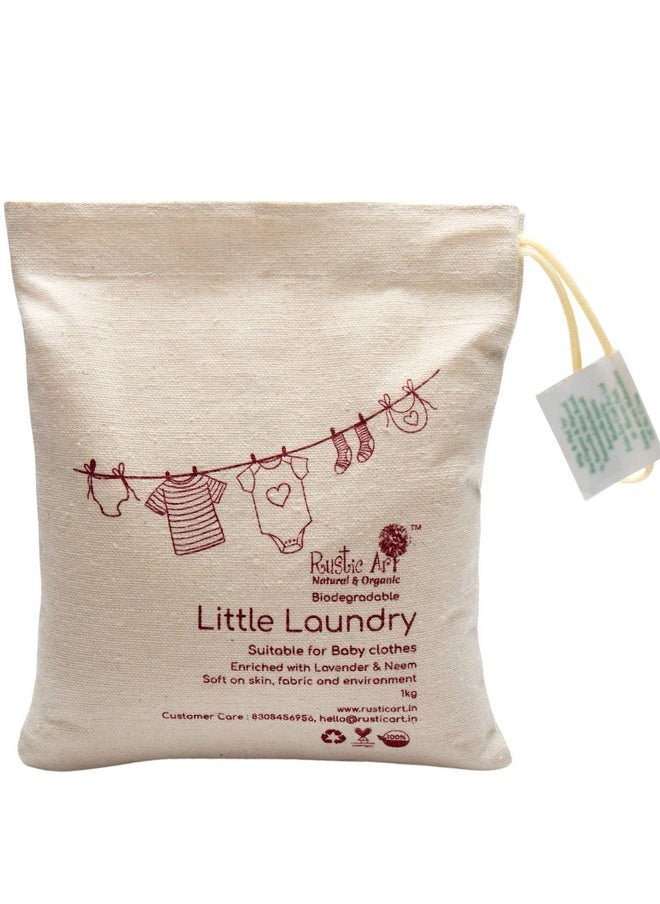 Rustic Art - Natural Little Laundry Powder With Neem | Baby & Kids Clothes Laundry Powder | Front & Top Load Machine And Hand Wash | (1 Kg) - Image 1