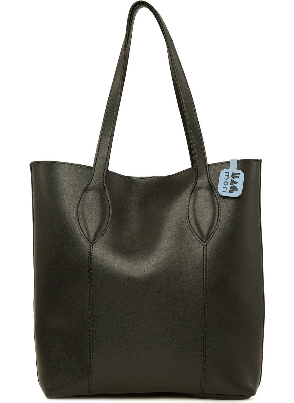 باجموري Black Stitched Drop Strap Tote Bag