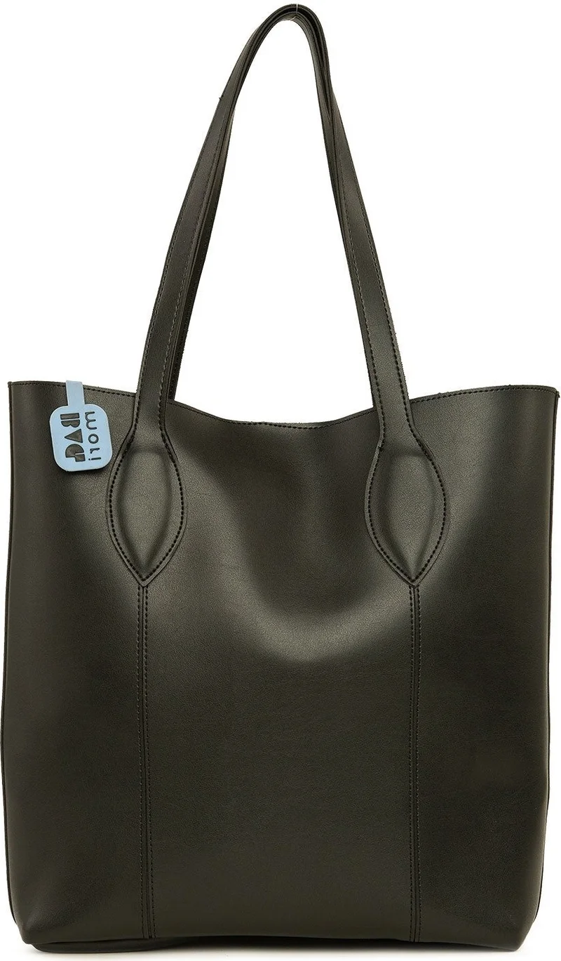 Bagmori Black Stitched Drop Strap Tote Bag