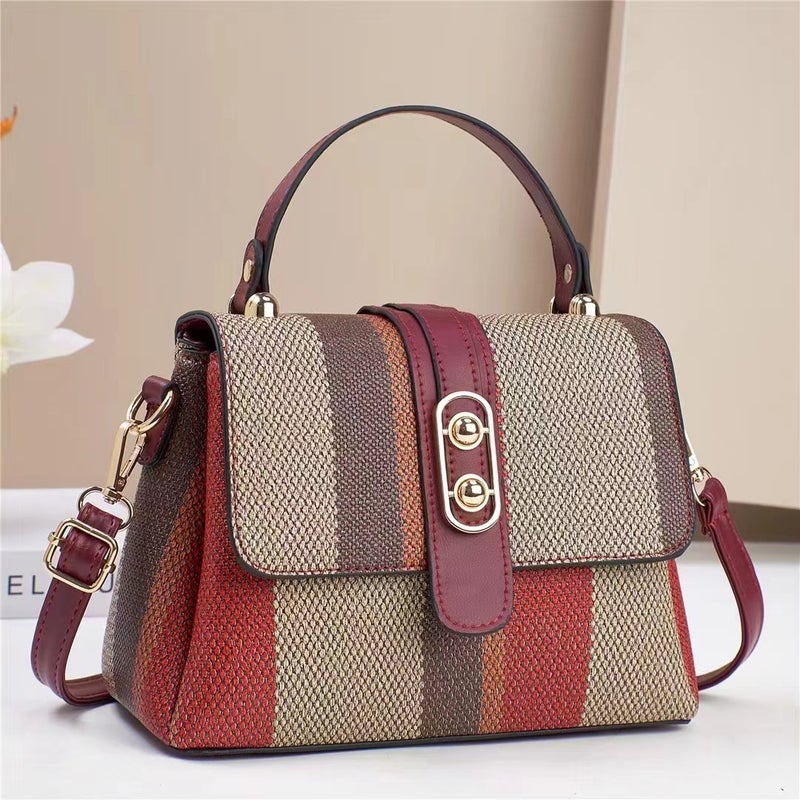 New Stitching Contrast Color Bag Women'S Canvas Shoulder Bag Large Capacity High-Value All-Match Crossbody Tote Bag - Image 5