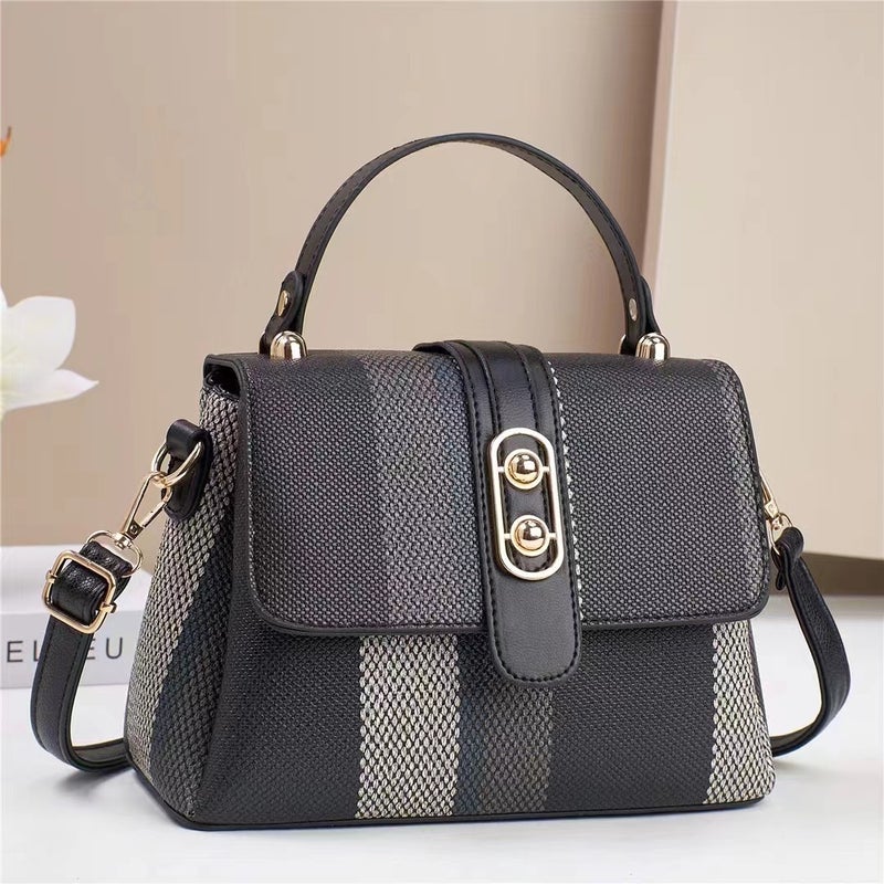 New Stitching Contrast Color Bag Women'S Canvas Shoulder Bag Large Capacity High-Value All-Match Crossbody Tote Bag - Image 4