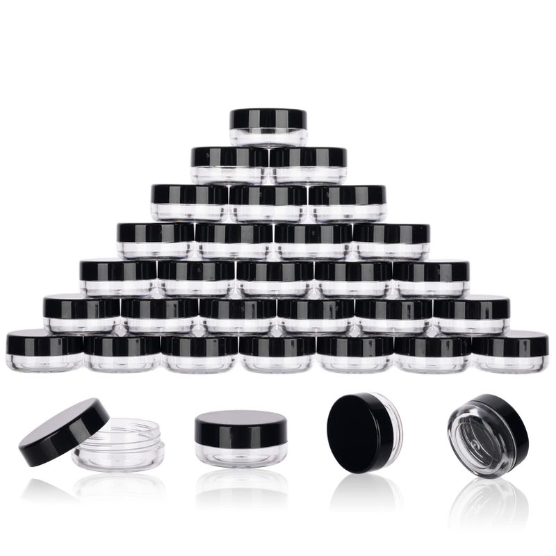 GOLACKY 3 Gram Sample Containers with Lids, 50 Count Tiny Sample Jars, Empty Lip Balm Containers, Mini Cosmetic Container with Lids, Makeup Travel Container with Labels, Mini Disposable Spatulas - Image 1